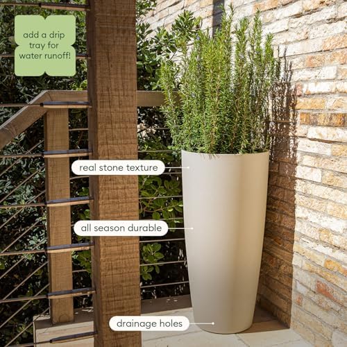 Veradek Mason Series Vega Planter - Tall Round Outdoor Planter with Shelf - Image 7