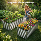 2 Pack Galvanized Raised Garden Bed Kit, Large Rectangular Metal Oval Raised Garden Beds, Outdoor Deep Root Box Planter for Gardening, Vegetables, Flowers, Herbs (4x2x1.5FT, Silver) - Image 2