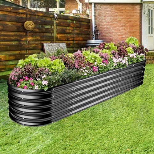 Land Guard 8×2×1.5ft Galvanized Raised Garden Bed Kit, Raised Garden Boxes Outdoor, Oval Metal Raised Garden Beds for Vegetables, Gray - Image 5