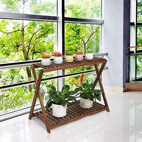 Wood Plant Stand Shelf Indoor Outdoor 2 Tier Plant Bench Corner - Image 5
