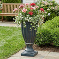 Christopher Knight Home 26.77 Inch Tall Fluted Pedestal Urn Planter MGO Outdoor Flower Pot Faux Stone Garden Planter for Patio Porch Entryway Decor, Antique Green by ChristopherKnightHome
