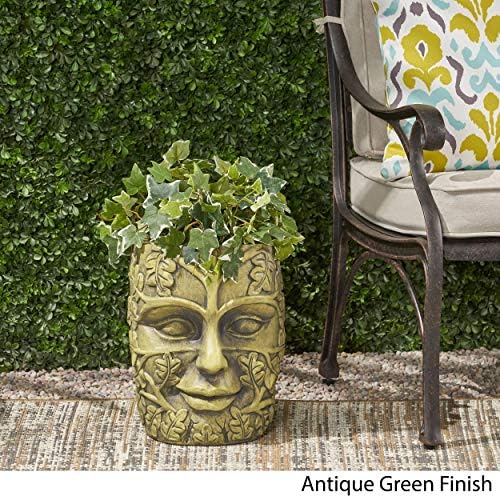 Christopher Knight Home Elliott Outdoor Mother Earth Urn, Antique Green Finish - Image 3
