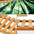 ReunionG 3-Tier Bamboo Plant Stand, Foldable Hanging Flower Plant Shelf, Pot Organizer Display Storage Rack with Adjustable Height Hanger Rod, Planter Ladder Potted Holder for Patio Garden - Image 6