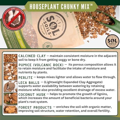 Sol Soils Houseplant Chunky Mix - Fast Draining, Chunky Soil Mix for Indoor Plants - 1 Gallon - Coco Coir, Perlite, Pumice - Image 4