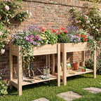 GIANTEX Wood Raised Garden Bed w/Lower Shelf, Planter Box with Legs for Flower Herb Vegetable Fruit, Indoor Outdoor Elevated Raised Beds for Gardening, Backyard, Patio, Balcony - Image 3