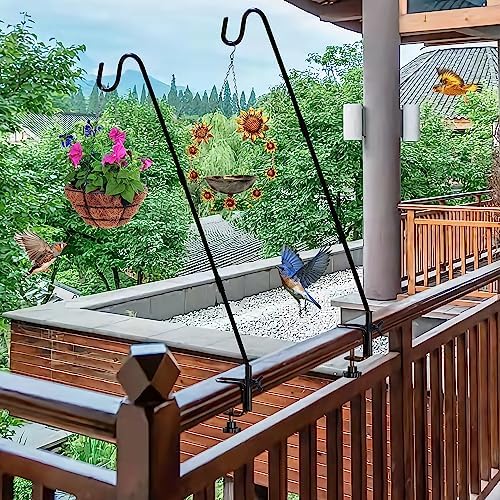 Juegoal 2 Pack Heavy Duty Deck Hook with 2 Inch Non Slip Clamp, 25 or 36 Inch Extended Reach Deck Hook, Adjustable Rail Pole Plant Bracket for Hanging Bird Feeder, Suet Baskets, Lanterns, Wind Chimes - Image 6
