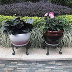 Metal Outdoor Plant Stand 11.8IN Diameter Heavy Duty Plant Pot Stands for Indoor Round Flower Pot Support Rack Set of 2,Black - Image 4