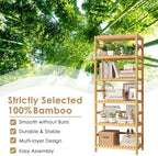 FOTOSOK 6-Tier Bamboo Shelf, 2 Pcs Bamboo Bookshelf with Adjustable Shelves - Image 6