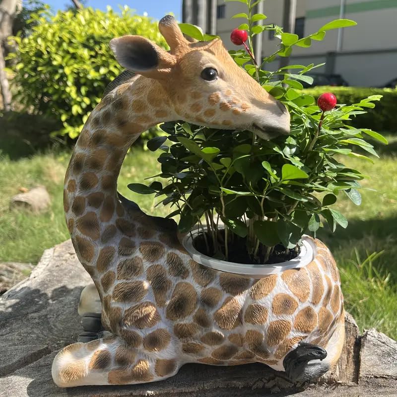 Giraffe Planter Statue for Home Decor - Cute Animal Flower Pot Holder for Indoor Outdoor Garden Balcony - Resin Succulent Planter Gift for Housewarming Birthday Party - Image 2