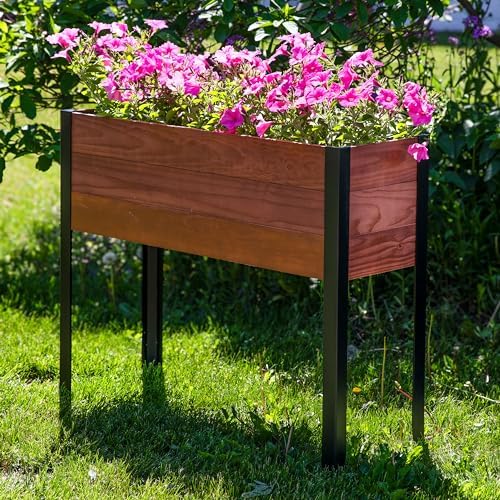 Sunnydaze Acacia Wood Raised Garden Bed with Legs, Brown, 31-Inch H - Image 4