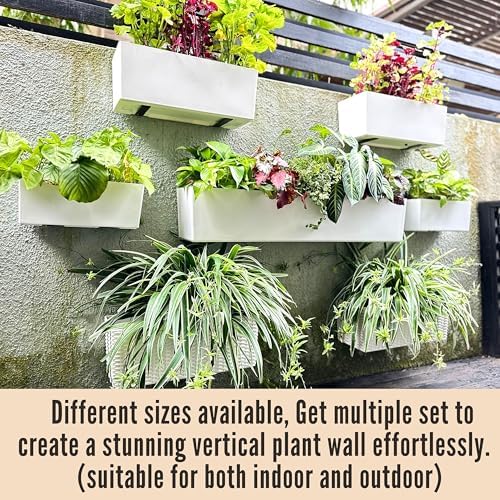 LaLaGreen Wall Hanging Planter Outdoor (4 Pack, 20 Inch) White Window Boxes - Image 5