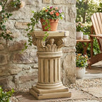 Christopher Knight Home 18.50" H Ionic Pedestal Plant Stand MGO Decorative Side Table Indoor Outdoor Entryway Garden Living Room Patio Sculpture Base, Antique Yellow - Image 3