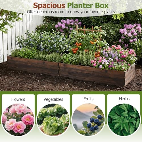 GIANTEX Wooden Raised Garden Bed, 45" x 23" Fir Wood Planter Box with Open-Ended Base for Vegetables Flowers Herbs, Indoor Outdoor Elevated Planter Container for Patio Yard Garden & Balcony - Image 2