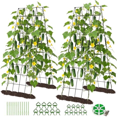 DoCred 59" H Cucumber Trellis, 2 Pack Foldable A Frame Garden Trellis by DoCred