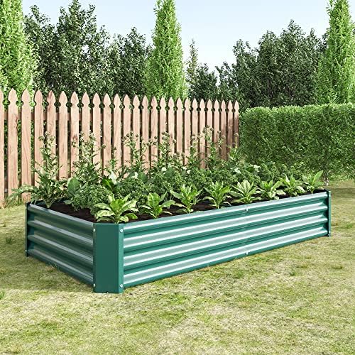 Metal Raised Garden Bed for Outdoor Vegetable & Flower Gardening: 7.6x3.7ft Large Galvanized Steel Planter Box, Easy Assembly Deep Root Garden Beds for Backyard, Patio (Green with 6x3x1ft) - Image 4