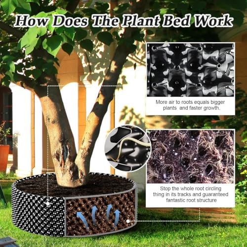 RooTrimmer Air Pruning Containers, 25 Gallon Air Pots for Big Tree, 100 Liter 20" X 20" D/H Special Packing Interlocked Large Air Root Pruning Planters Outdoor, Black, 5 Packs - Image 6