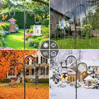 95 Inch Double Shepherds Hooks for Outdoor, Heavy Duty Bird Feeder Pole with 5 Prong Base for Hanging Lantern, Hummingbird Feeder, Lightweight Plant, Shepherd Hook for Bird Feeder for Outside, 2 Packs - Image 7