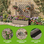 Elevated Raised Garden Bed with Trellis,Resin Planter Boxes Outdoor for Backyard Balcony,Large Patio Planter Box for Herbs Flowers Vegetables(Grey) - Image 5