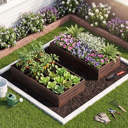 GIANTEX Wooden Raised Garden Bed, 45" x 23" Fir Wood Planter Box with Open-Ended Base for Vegetables Flowers Herbs, Indoor Outdoor Elevated Planter Container for Patio Yard Garden & Balcony - Image 6