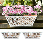 LaLaGreen Decorative Wall Planter (16 in, 2 Pack) White Window Flower Box by L%C3%A1L%C3%A1Green