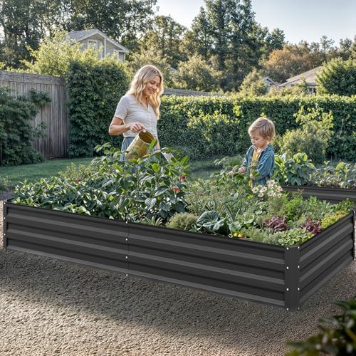 YITAHOME 96x48x12 in 2pcs Galvanized Raised Garden Bed Kit, Large Metal Planter Box with Gloves, Safety Rubber & Support Rod, Outdoor Flower Bed for Plants Vegetables, Black - Image 3