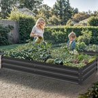 YITAHOME 96x48x12 in 2pcs Galvanized Raised Garden Bed Kit, Large Metal Planter Box with Gloves, Safety Rubber & Support Rod, Outdoor Flower Bed for Plants Vegetables, Black - Image 3