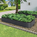 MUPATER 8x4x1FT Raised Garden Bed Outdoor, Modular Galvanized Steel Garden Bed Kit for Planting, Above Ground Planter Box Oval for Vegetables, Herbs and Flowers, Garden, Gray - Image 2