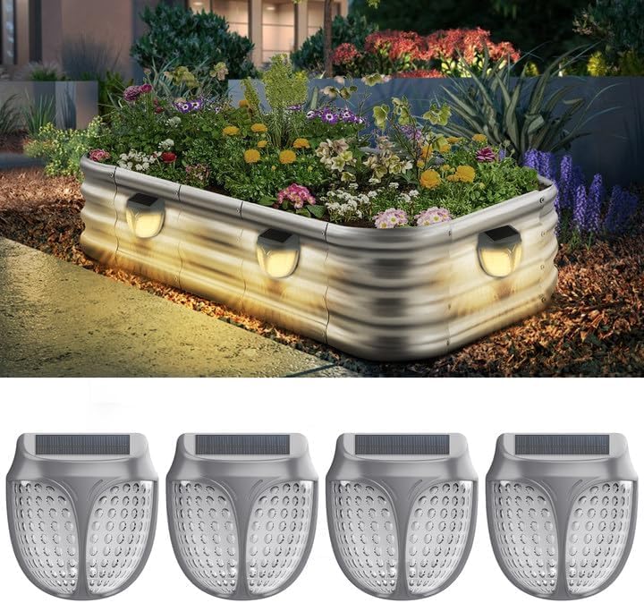 Raised Garden Bed Solar Lights, Magnetic Dusk to Dawn, 4 Pack - Image 2