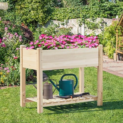 Yaheetech 34" Raised Garden Bed with Legs, Wooden Planter Box, 2Pcs - Image 3