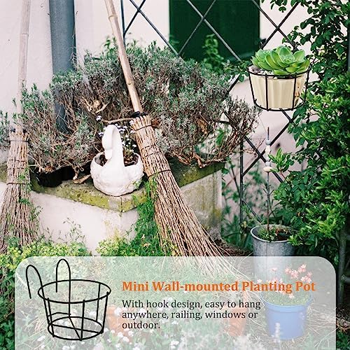 DOITOOL 2 Pack Metal Flowerpot Stand Hanging Railing Planters Wire Pot Holders for Balcony Outdoor Garden Tabletop Decoration 8.66X6.29X5.9 Inch - Image 4