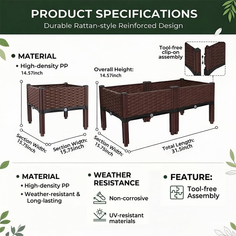 Raised Garden Bed with Interchangeable Wheels, Garden Boxes with Drainage, Ideal for Planting Vegetables, Herbs and Flowers, Patio. Suitable for Both Indoor and Outdoor use. - Image 6