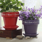 Personalized Garden Of Love Engraved Flower Pot - Ceramic Indoor/Outdoor Plant Pot,Drainage Hole and Saucer, Ideal for Flowers, Indoor Garden - Perfect Mother's Day, Grandma, Teacher Appreciation Gift - Image 3
