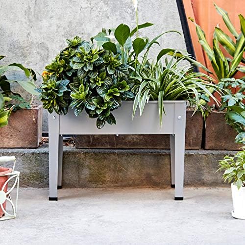 Raised Garden Bed, Garden Raised Planter Box with Legs, Galvanized Garden Planter for Herbs and Vegetables, 24" Grey - Image 5