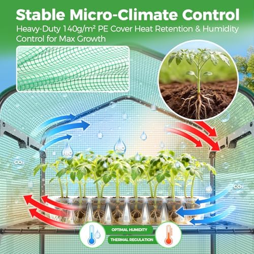 Ohuhu Mini Greenhouse for Indoor Outdoor, 27 x 19 x 62-Inch Small Plant Green House 4-Tier Rack Stand Portable Greenhouses with Durable PE Cover for Seedling, Ideal Gardening Gifts for Women Men - Image 3