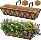 24" Hanging Window Box Basket w/Coco Liner, Black, 2-Pack by WIMART