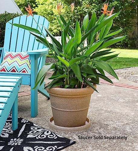 The HC Companies 30 Inch Terrazzo Large Round Planter - Rolled Rim Weather Resistant Decorative Plastic Plant Pot with Drainage for Indoor Outdoor Use, Chocolate - Image 2