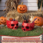 2 Pack Halloween Skull Planter, Red, Retro - Image 3