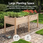 Best Choice Products 72x24x30in Raised Garden Bed, Elevated Wood Planter Box Stand for Backyard, Patio, Balcony w/Divider Panel, 6 Legs, 300lb Capacity - Natural - Image 3