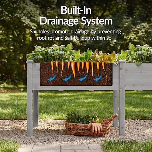 Best Choice Products 72x24x30in Raised Garden Bed, Elevated Wood Planter Box Stand for Backyard, Patio, Balcony w/Divider Panel, 6 Legs, 300lb Capacity - Gray - Image 5