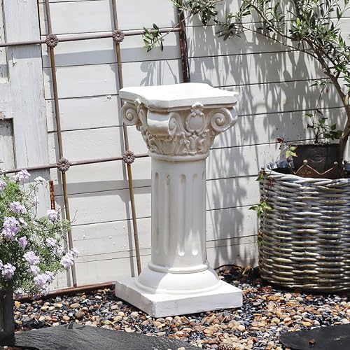 VISIBLE Decorative Roman Column Pedestal, MGO Cement with Fiber, Classical Garden Pillar, Indoor Outdoor Decor, Wrap Foam Safely Delivered from Local Warehouse (White, 21.7IN) - Image 4