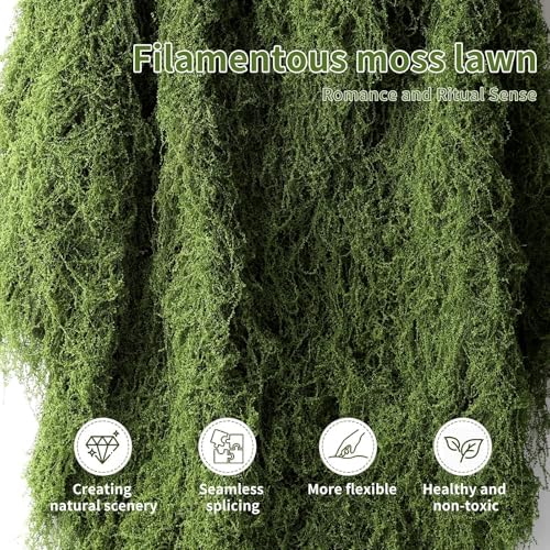 Preserved Green Moss Mat for Decoration Carpet Grass Wall, Natural Decorative for Plants Indoor with Base Fabric, Artificial Moss Mat for Wedding, Floral DIY (39.37 * 78.74 inch) - Image 6