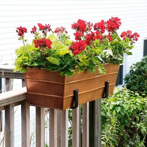 Achla Designs Copper PlatedWindow Flower Box Planter-Small (22" L x 6" W x 5" H) - Image 3