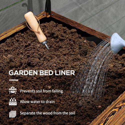 Outsunny Raised Garden Bed with Cover and Storage Shelf, Dark Brown - Image 5