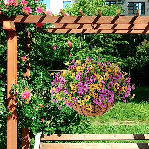 Artificial Hanging Flowers Basket for Outdoor, UV Resistant Plants Daisy - Image 4