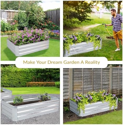 Sunnydaze Galvanized Raised Garden Bed, Rectangle, 4x2x1 ft, Silver - Image 4
