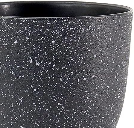 UOUZ 12/10/9 Large Modern Plant Pots, Plastic Planters with Drainage Holes and Saucers for Indoor Outdoor Plants Flowers, Black Speckles - Image 5