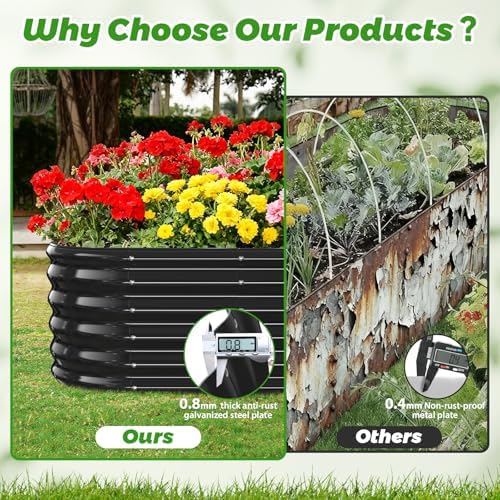 YSEJOMP 17" Tall Oval-Shaped/Elliptic Metal Raised Garden Bed Outdoor Black - Image 5
