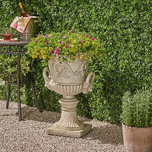 GDFStudio Noble House Adonis Outdoor Roman Chalice Garden Urn Planter in Antique White - Image 2