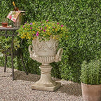 GDFStudio Noble House Adonis Outdoor Roman Chalice Garden Urn Planter in Antique White - Image 2