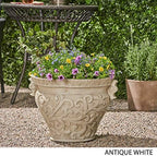 Great Deal Furniture Noble House Largo Outdoor Garden Urn Planter Pot in Antique White - Image 3